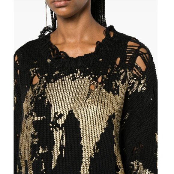 R13 Black and Gold Distressed Sweater - Picture 2 of 12